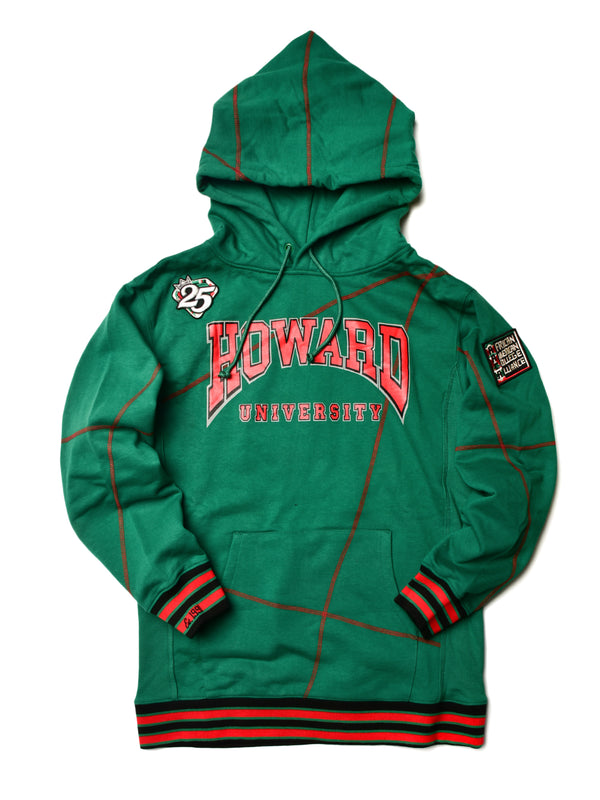 FTP Howard University 92 Frankenstein Stitched Hoodie Kelly Green / Red Frankenstein Hoodie white background product image