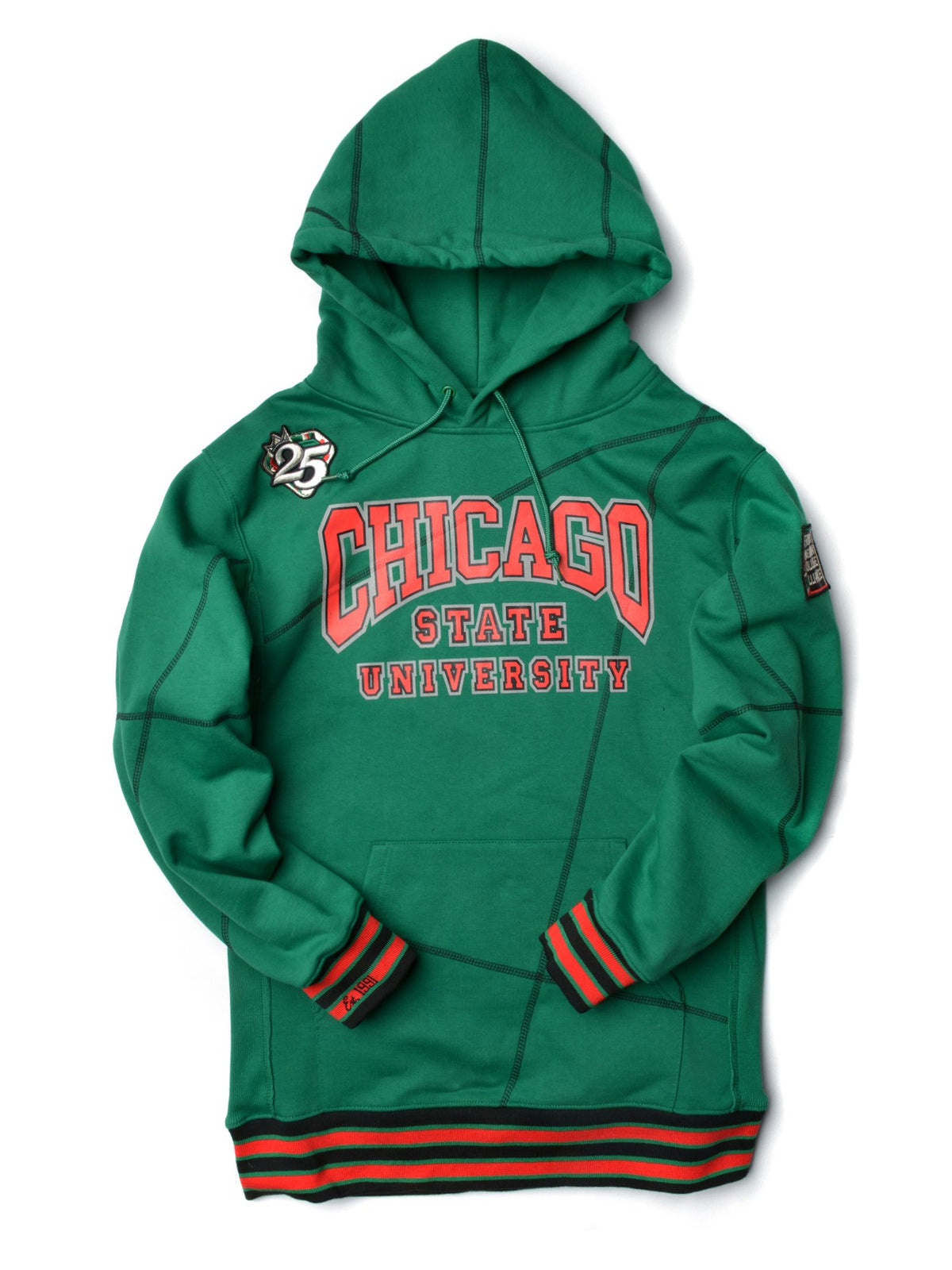 FTP Chicago State University AACA Original 92 Frankenstein Stitched Hoodie Kelly Green/Black Frankenstein Hoodie white background product image