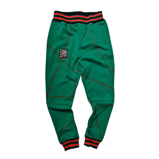 FTP Original 92 Frankenstein Stitched Sweatpants Kelly Green / Red Malcolm X College Frankenstein Sweatpants white background product image