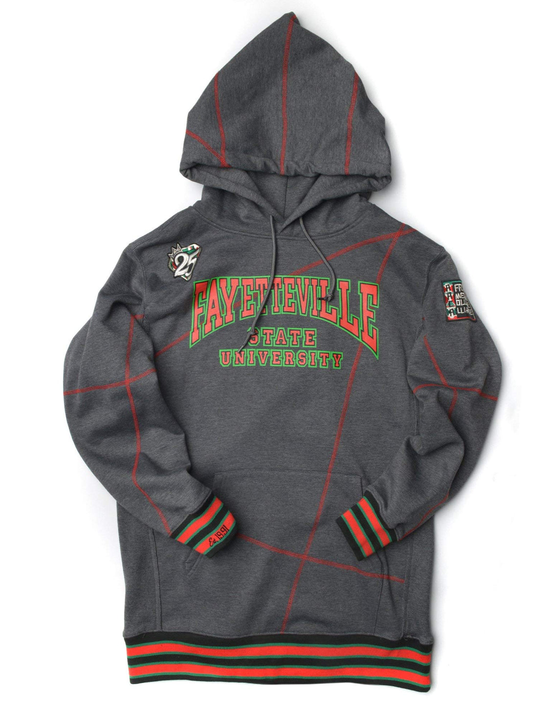 FTP Fayetteville State University Original 92 Frankenstein Stitched Hoodie Charcoal Grey / Red
