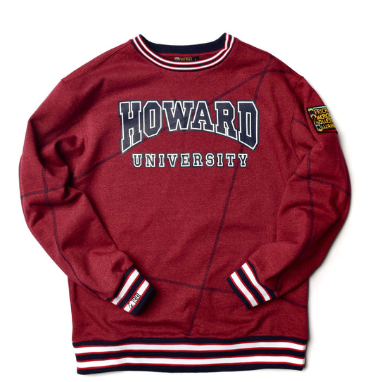 Howard University Original '92 "Frankenstein" Crewneck Red Heather/Navy Frankenstein Crewneck white background product image