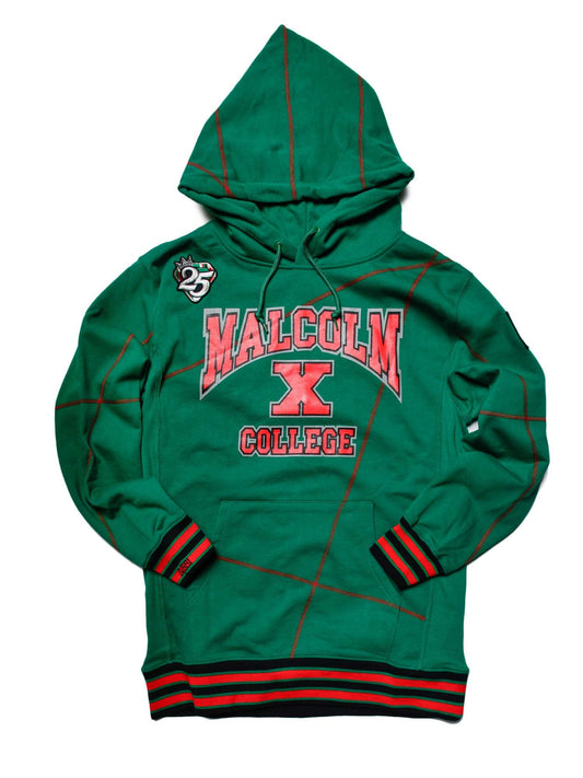 FTP Malcolm X College AACA Original 92 Frankenstein Stitched Hoodie Kelly Green/Red Frankenstein Hoodie white background product image