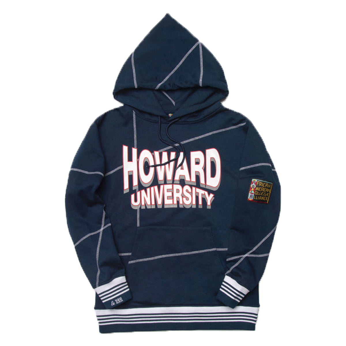 Howard University 93 Frankenstein Hoodie Navy/White Frankenstein Hoodie white background product image