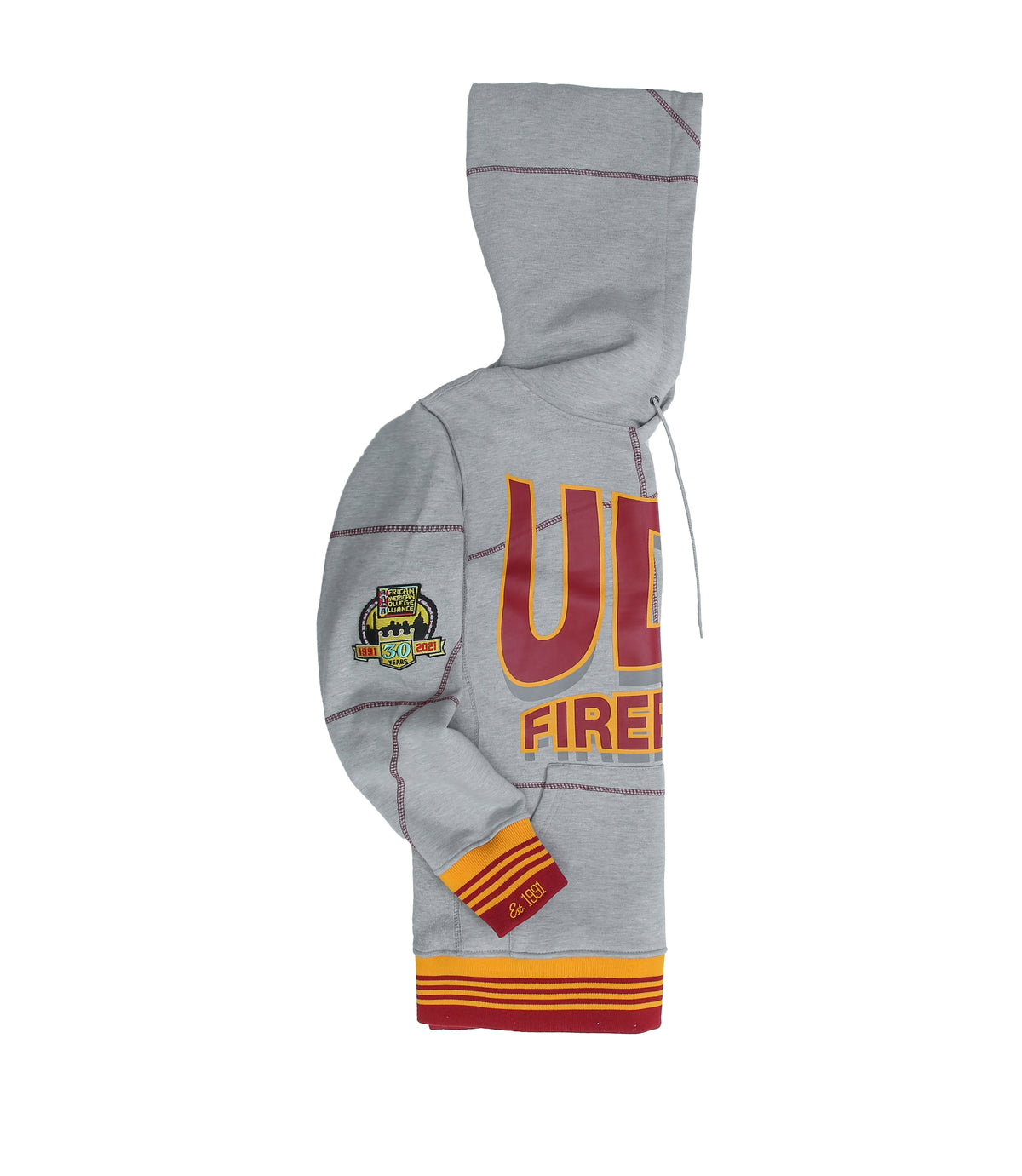 UDC Firebirds 93 Frankenstein Hoodie MDH.Grey / Red / Gold University of the District of Columbia Frankenstein Hoodie alternate product image