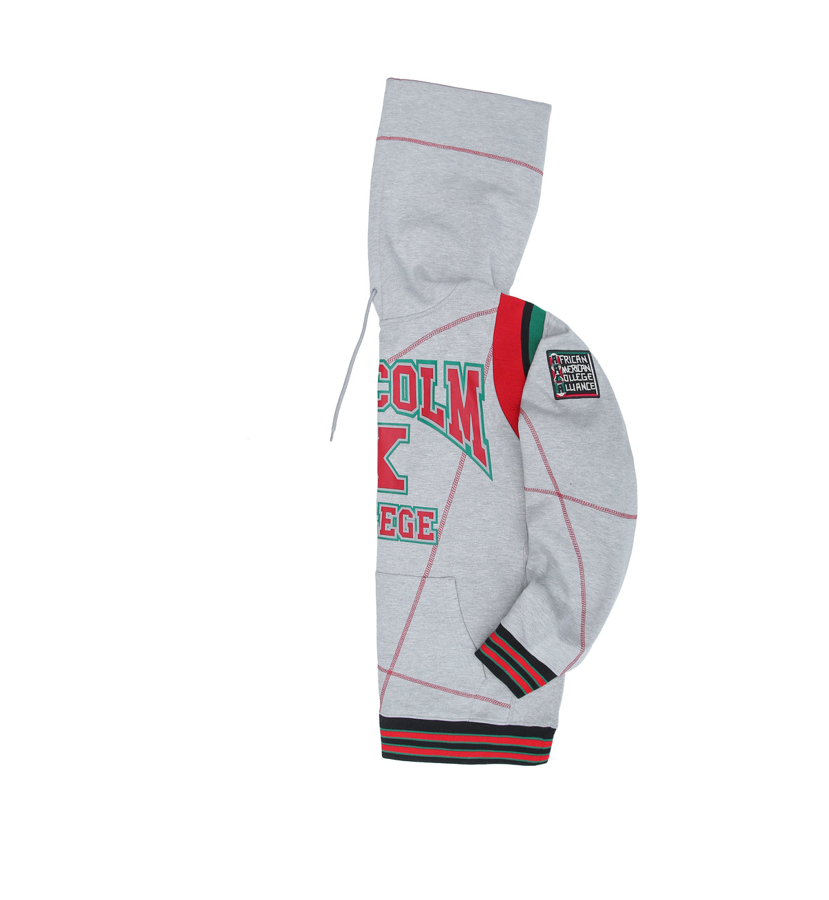 30th Anniversary FTP Malcolm X Frankenstein Stitched Hoodie MDH.Grey / Red Malcolm X College Frankenstein Hoodie detail image