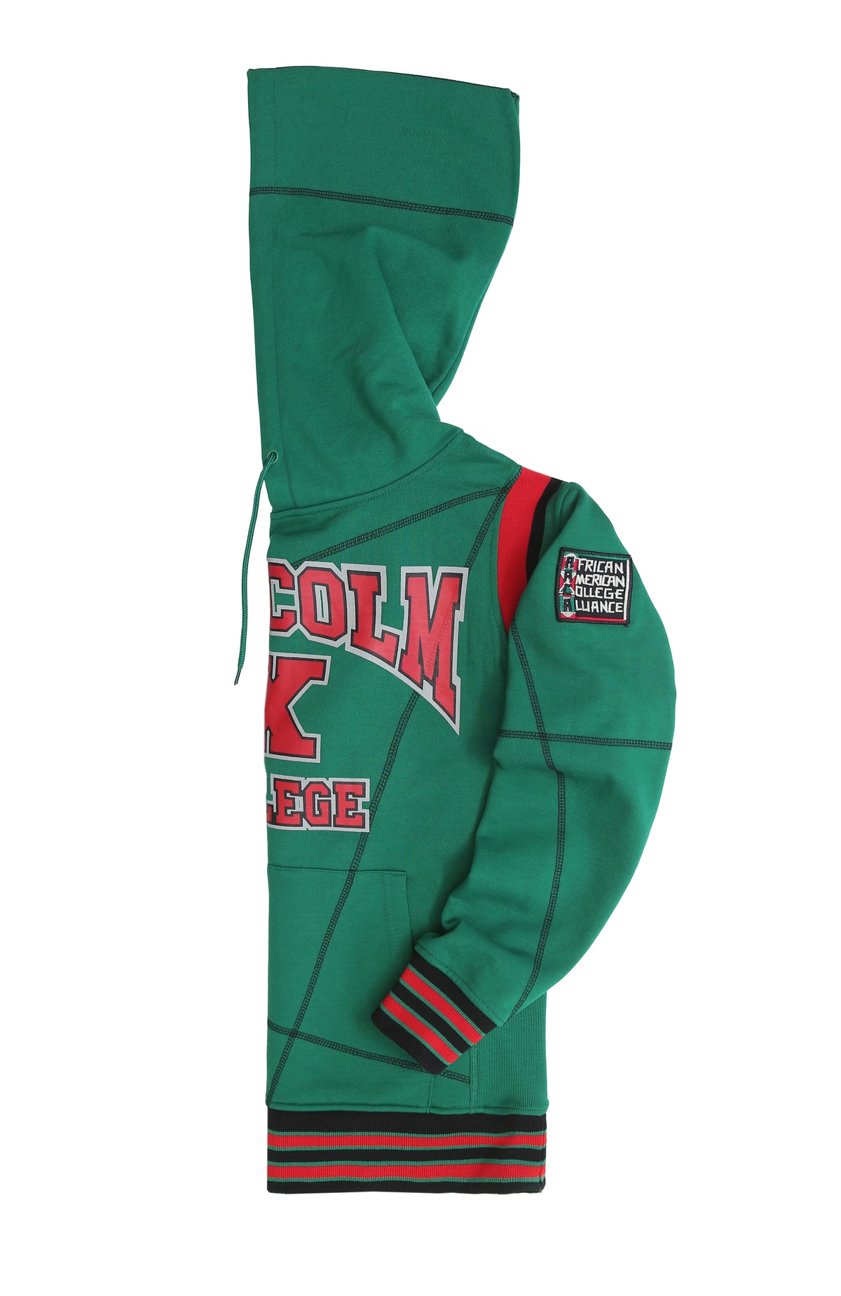 30th Anniversary FTP Malcolm X Frankenstein Stitched Hoodie KellyGreen / Black Malcolm X College Frankenstein Hoodie detail image