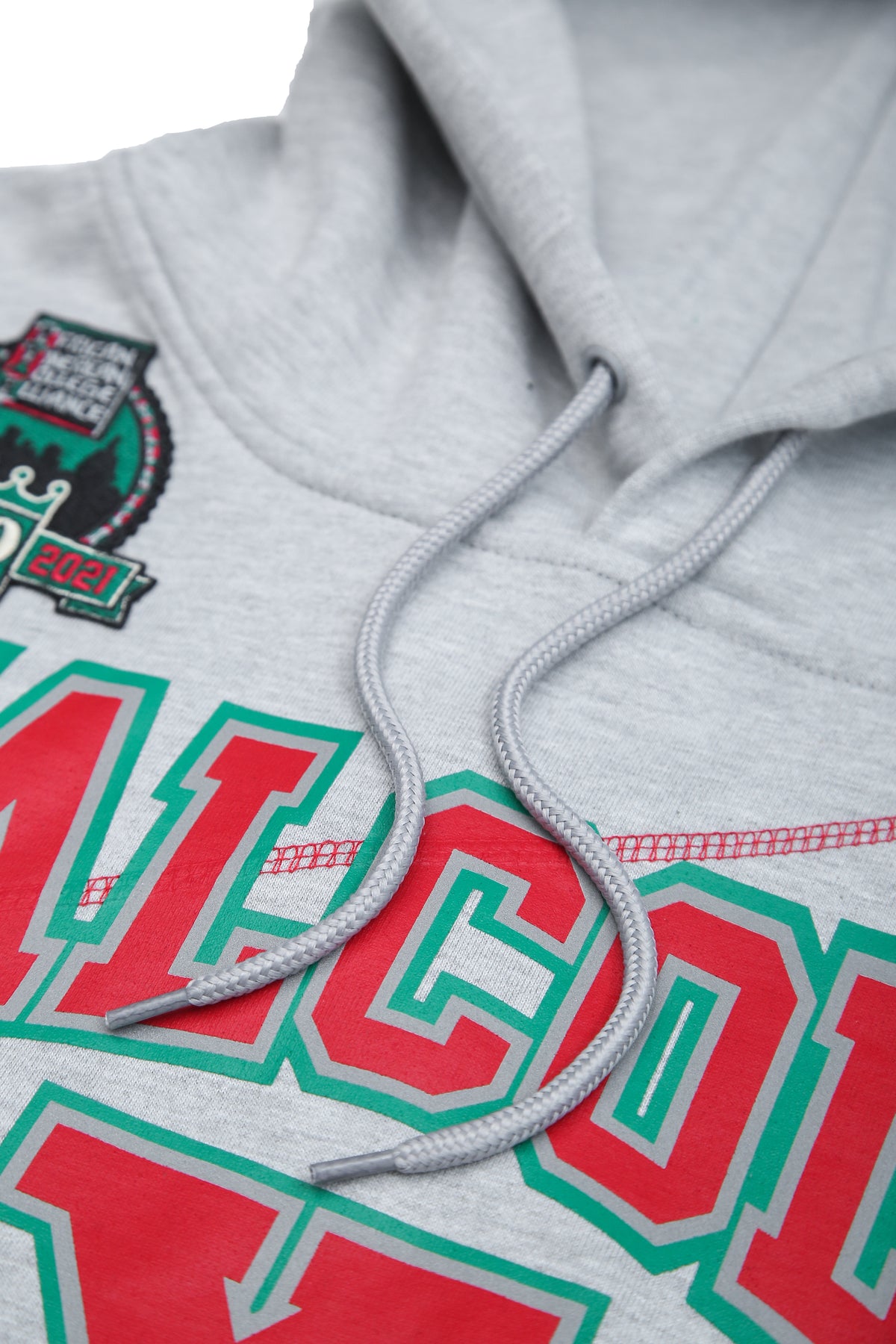 30th Anniversary FTP Malcolm X Frankenstein Stitched Hoodie MDH.Grey / Red Malcolm X College Frankenstein Hoodie detail image