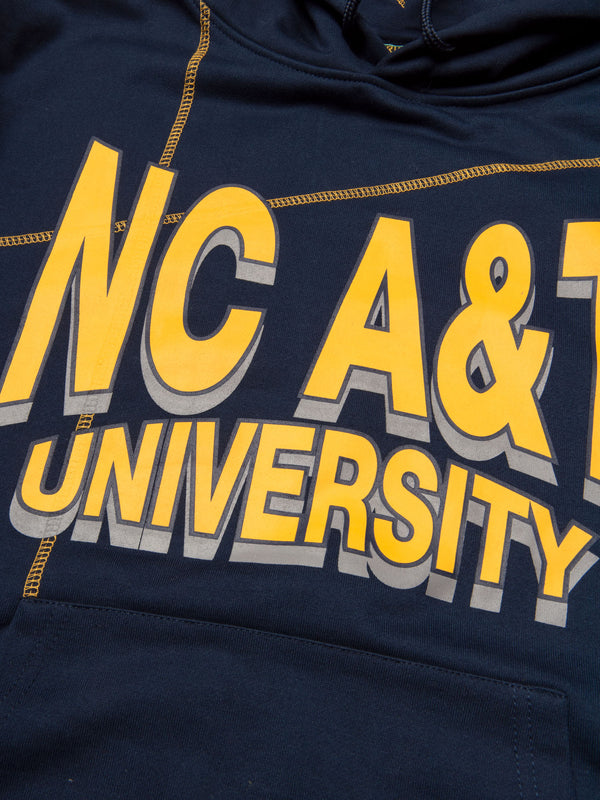 North Carolina A&T University 93 Frankenstein Hoodie Navy/Gold Frankenstein Hoodie detail image