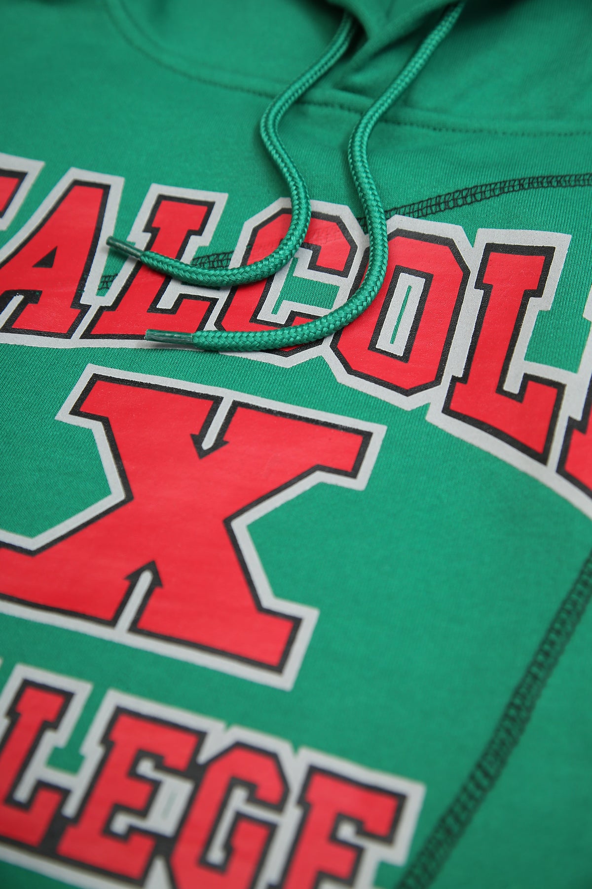 30th Anniversary FTP Malcolm X Frankenstein Stitched Hoodie KellyGreen / Black Malcolm X College Frankenstein Hoodie detail image