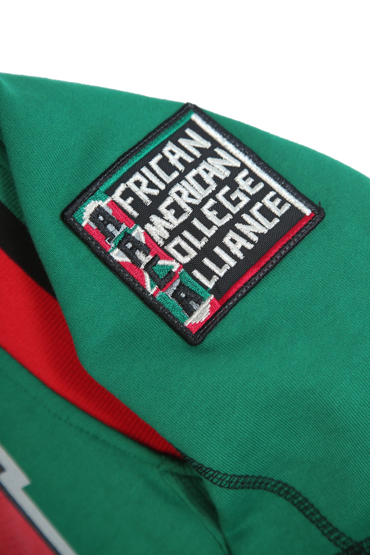 30th Anniversary FTP Malcolm X Frankenstein Stitched Hoodie KellyGreen / Black Malcolm X College Frankenstein Hoodie detail image