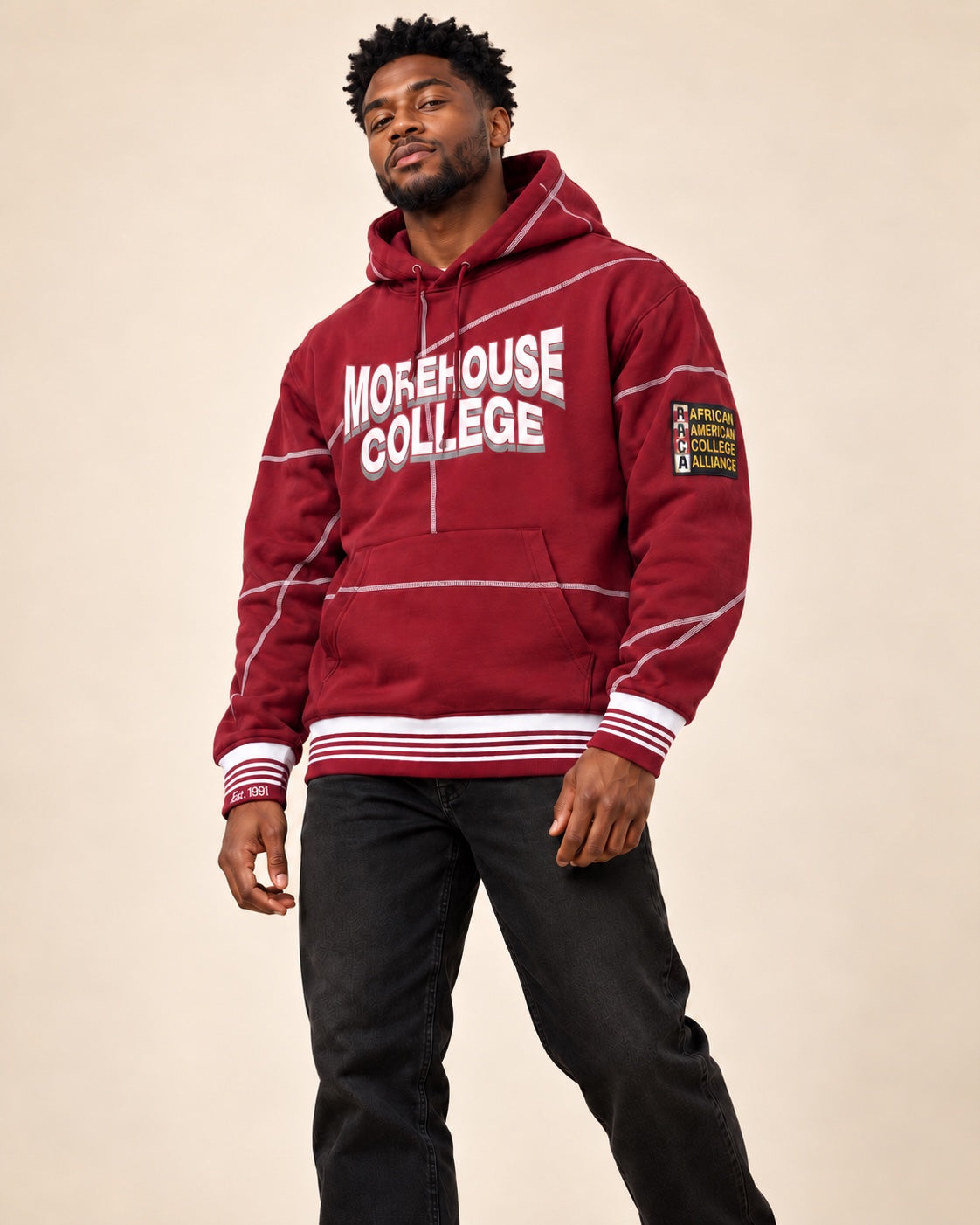 Morehouse College 93 Frankenstein Hoodie Maroon/White