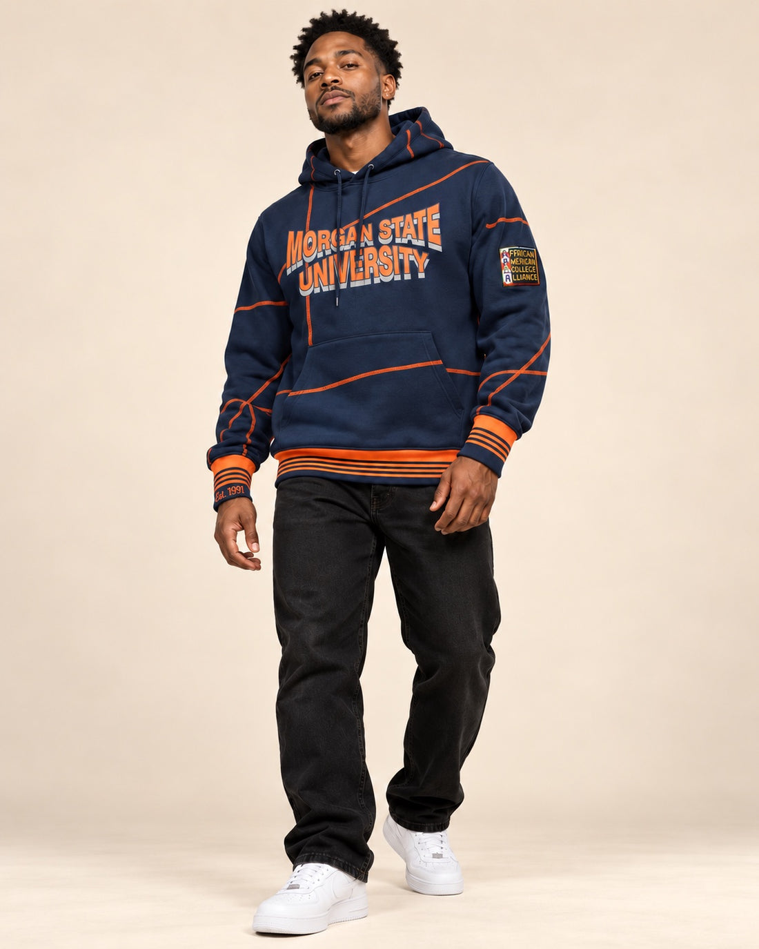 Morgan State 93 Frankenstein Hoodie Navy/Orange