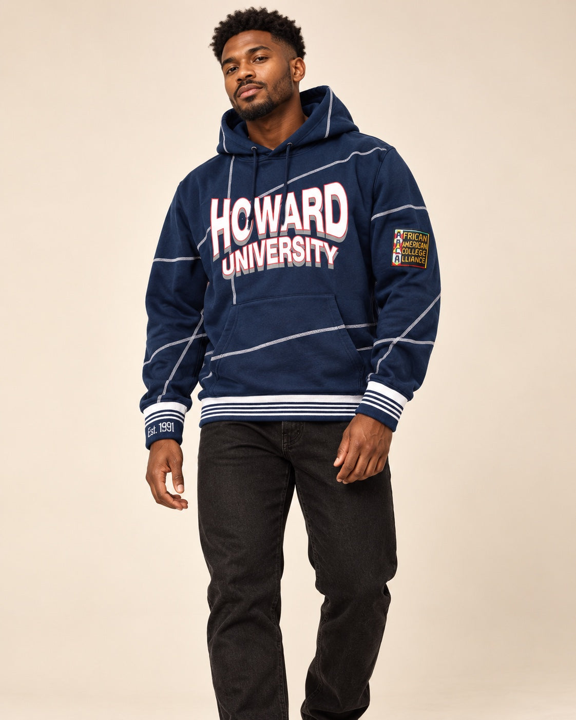 Howard University 93 Frankenstein Hoodie Navy/White