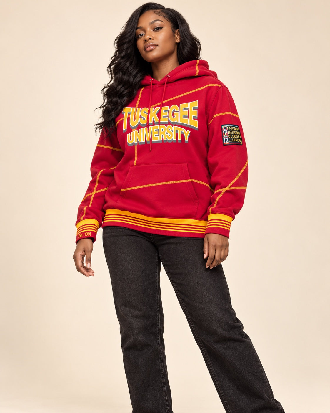 Tuskegee University 93 Frankenstein Hoodie Red/Gold