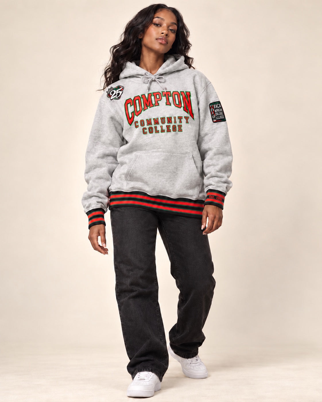 FTP Compton Community College Classic 91 Hoodie MDH. Grey
