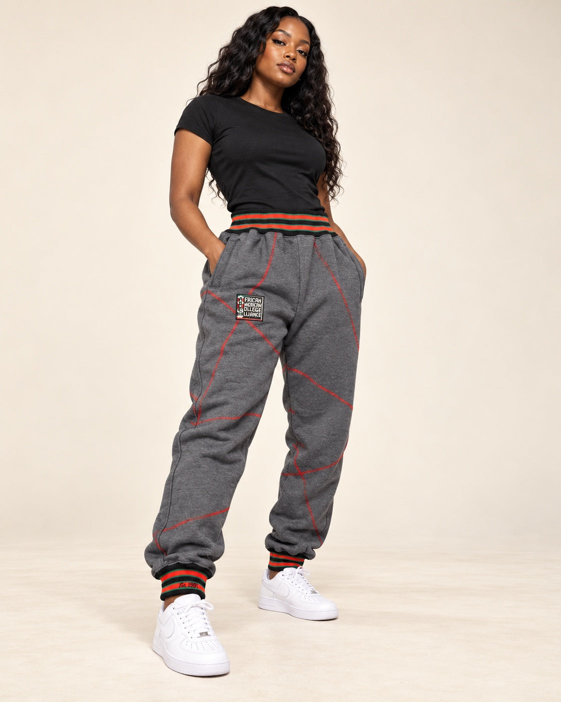 FTP Original 92 Frankenstein Stitched Sweatpants Charcoal Grey/Red