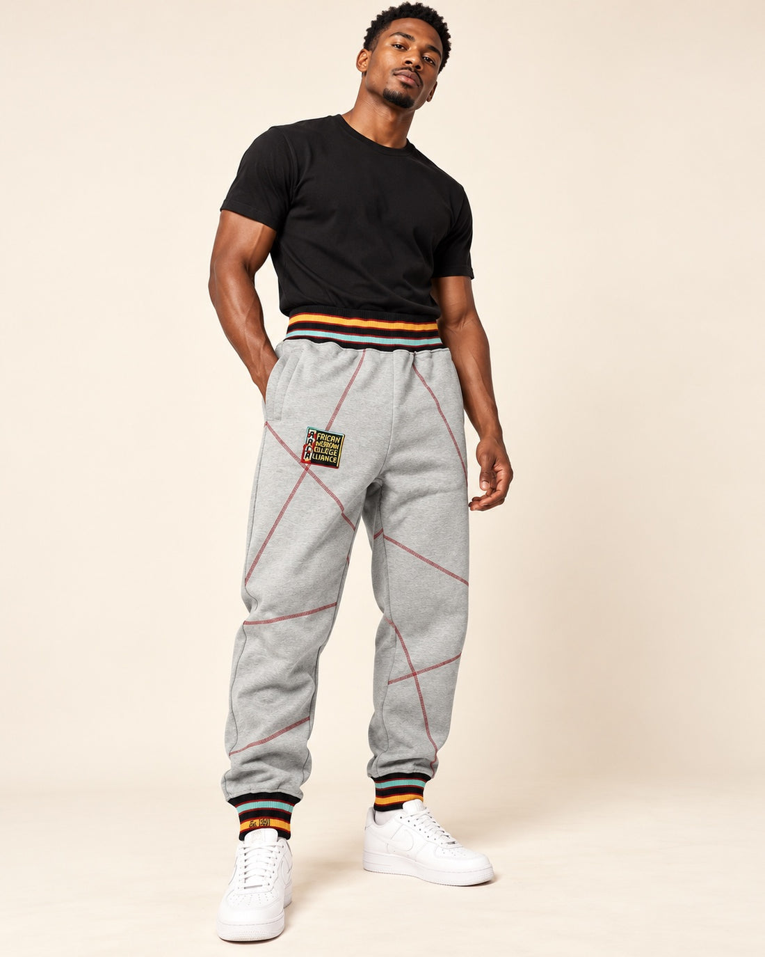 AACA Original 92 Frankenstein Stitched Sweatpants MDH.Grey / Red