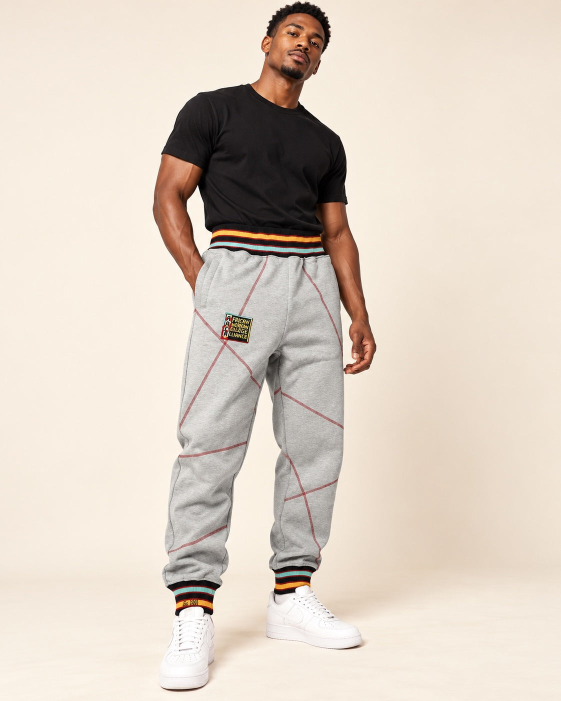 AACA Original 92 Frankenstein Stitched Sweatpants MDH.Grey / Red