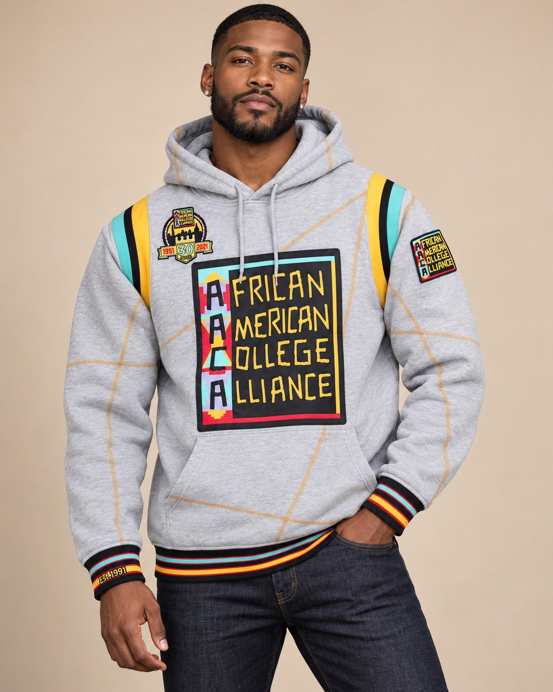 30th Anniversary AACA Frankenstein Stitched Hoodie MDH.Grey / Gold