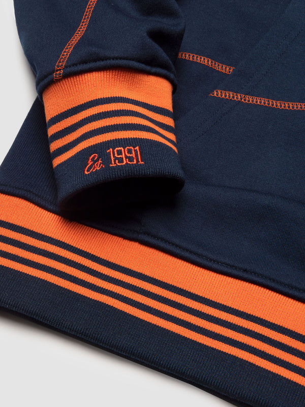 Morgan State 93 Frankenstein Hoodie Navy/Orange Morgan State University Frankenstein Hoodie detail image