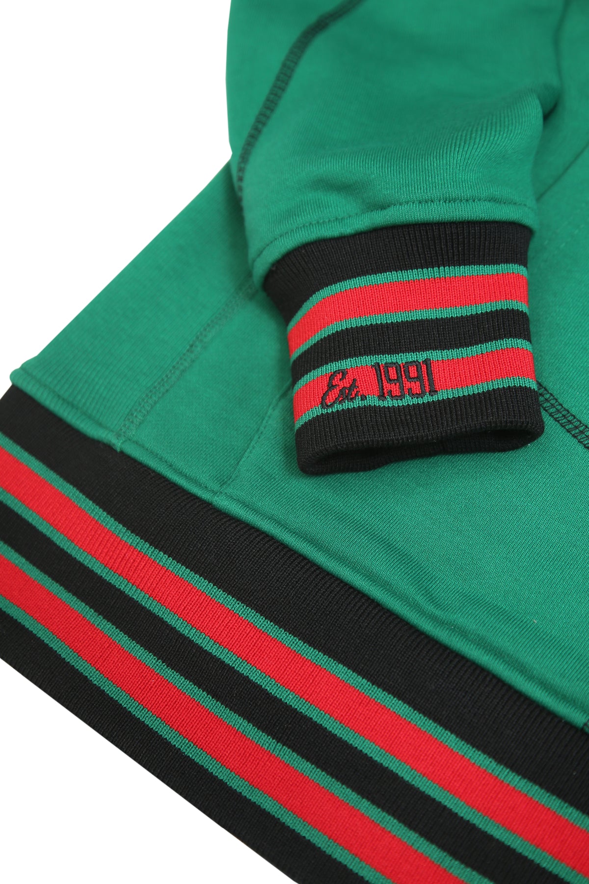 30th Anniversary FTP Malcolm X Frankenstein Stitched Hoodie KellyGreen / Black Malcolm X College Frankenstein Hoodie detail image