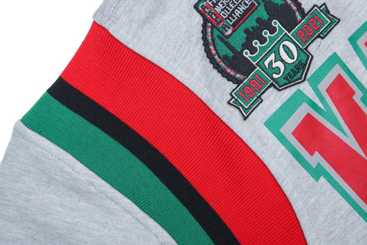 30th Anniversary FTP Malcolm X Frankenstein Stitched Hoodie MDH.Grey / Red Malcolm X College Frankenstein Hoodie detail image