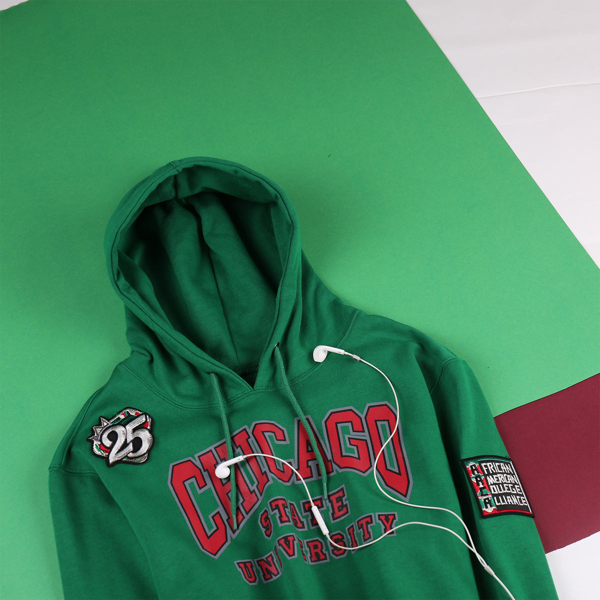 AACA Chicago Hoodie | Green Chicago State University Classic Hoodie detail image