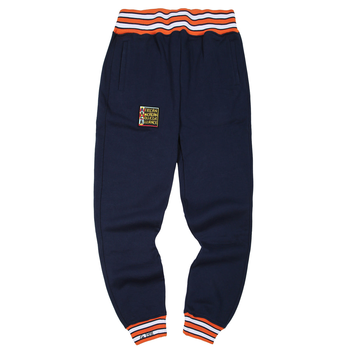 AACA Original '91 Sweatpants Navy - Orange Waistband Classic Sweatpants white background product image