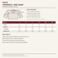 AACA crewneck size guide: garment measurements in inches