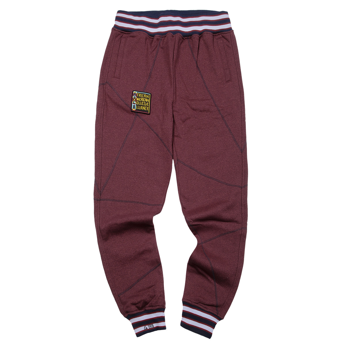 AACA Original '92 "Frankenstein" Stitched Sweatpants Red Heather / Navy Frankenstein Sweatpants white background product image