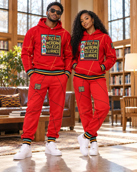 AACA Original 92 Frankenstein Stitched Hoodie Red/Gold + Joggers Set