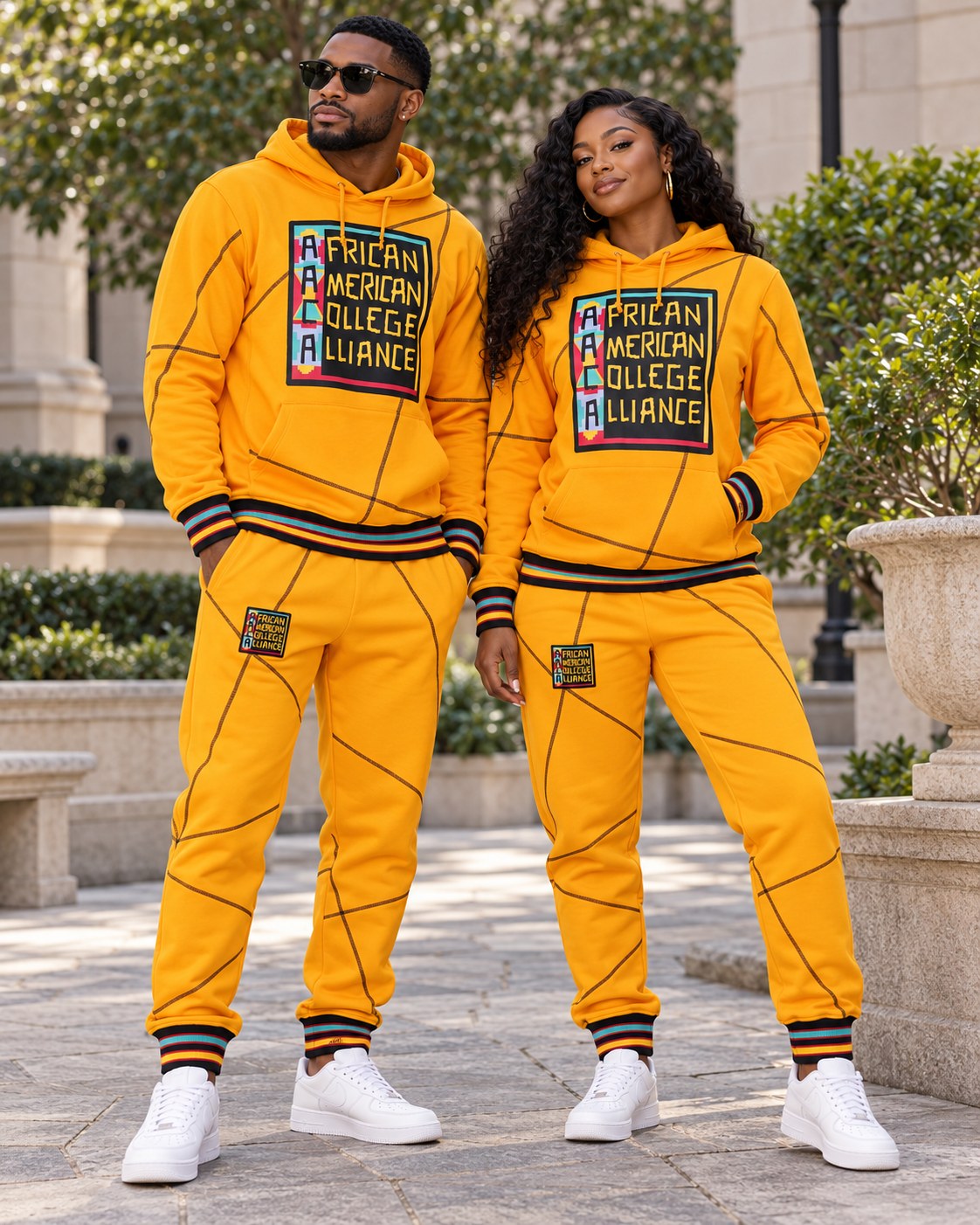 AACA Original 92 Frankenstein Stitched Hoodie Gold/Black + Joggers Set