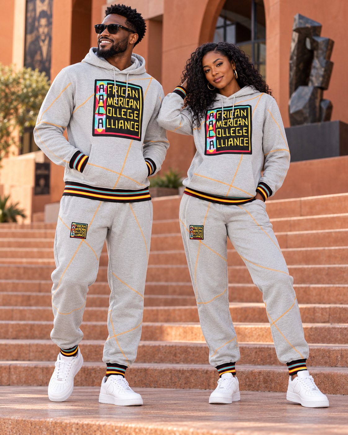 AACA Original 92 Frankenstein Stitched Hoodie MDH.Grey / Gold + Joggers Set