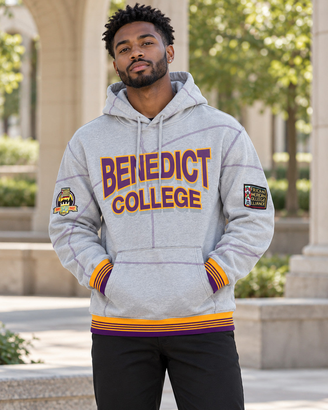 Benedict University 93 Frankenstein Hoodie MDH.Grey / Purple / Gold - AACA 30th Anniversary Special Edition — alternative model styling