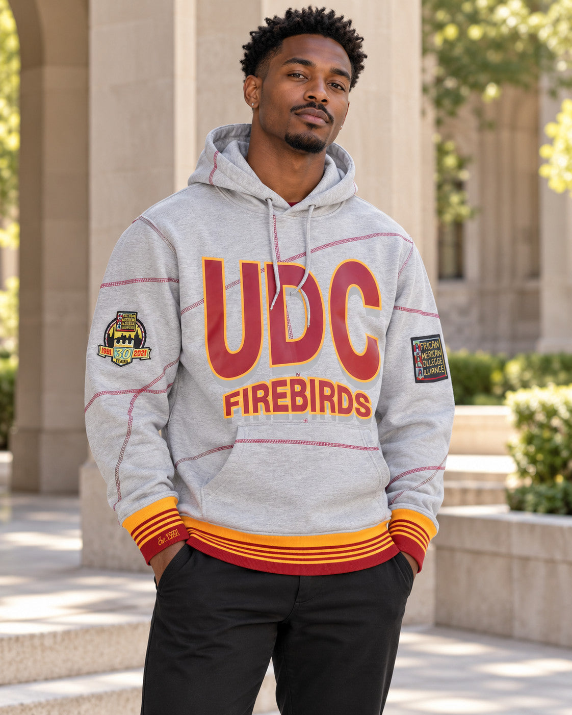 UDC Firebirds 93 Frankenstein Hoodie MDH.Grey / Red / Gold - AACA 30th Anniversary Special Edition — alternative model styling