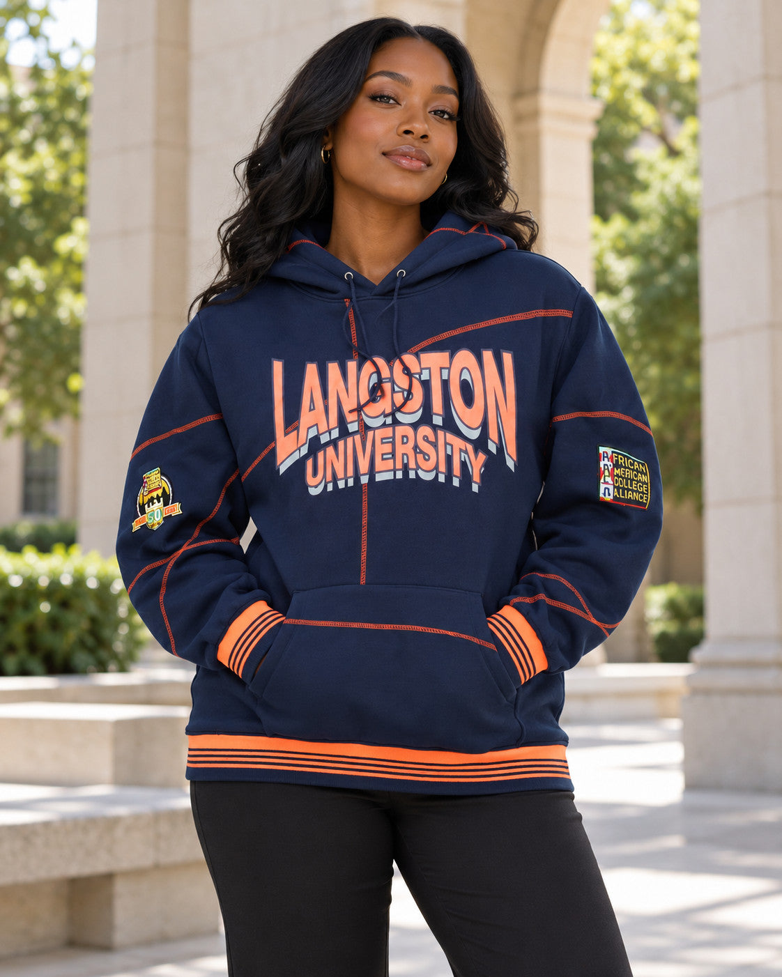 Langston 93 Frankenstein Hoodie Navy/Orange - AACA 30th Anniversary Special Edition — alternative model styling