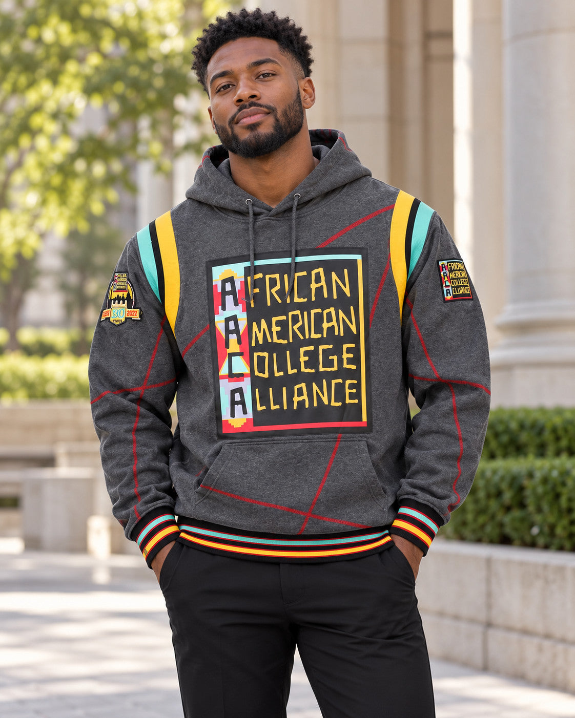 30th Anniversary AACA Frankenstein Stitched Hoodie Charcoal/Red-African American College Alliance — alternative model styling