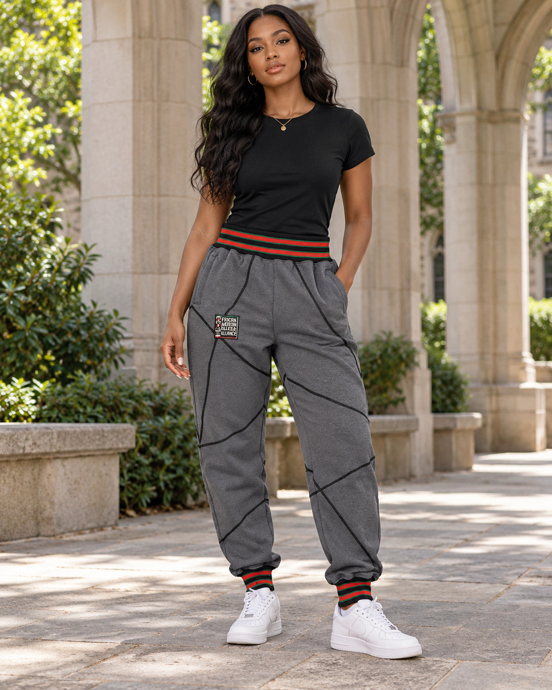 FTP Original 92 Frankenstein Stitched Sweatpants Charcoal/Black — alternative model styling