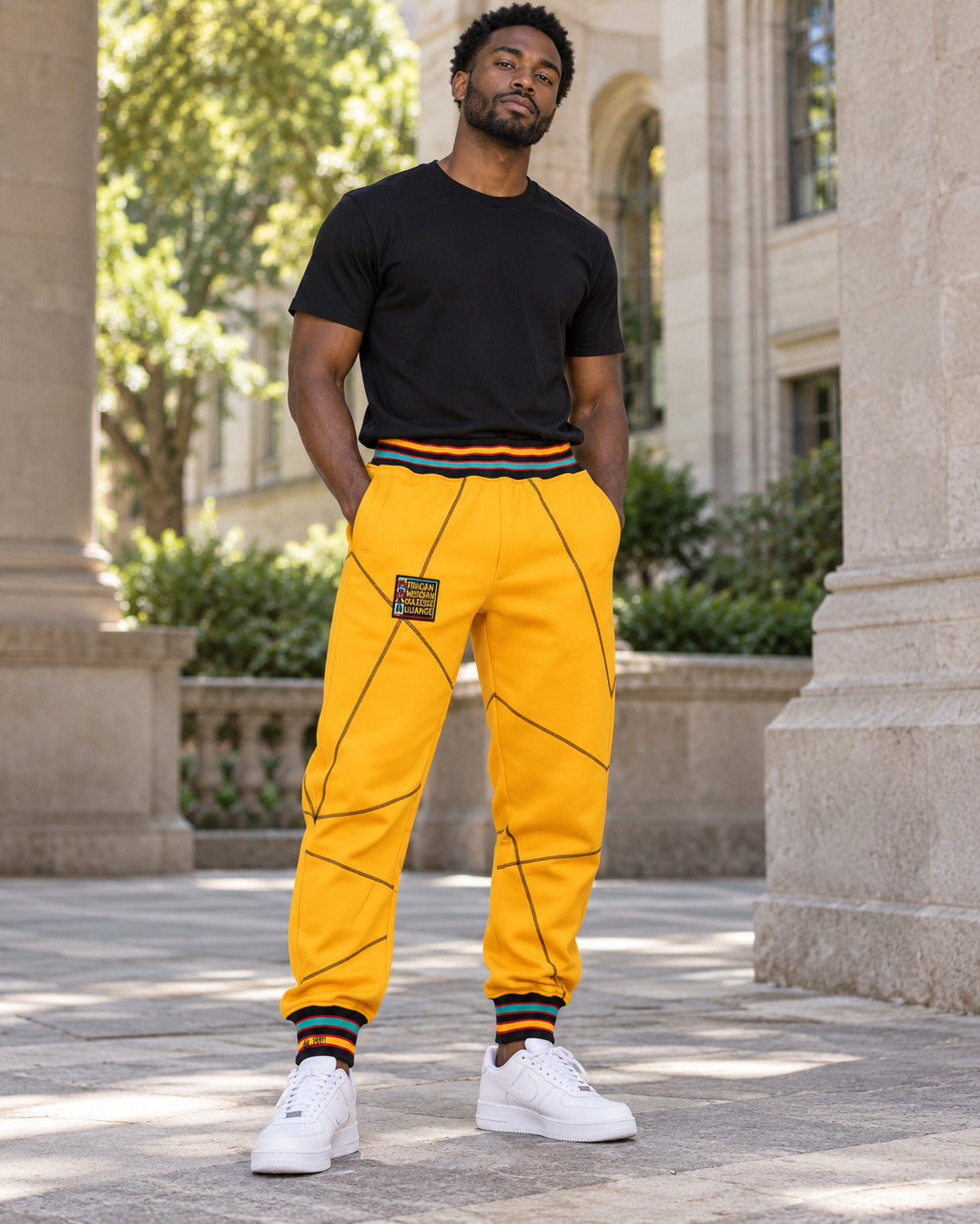 AACA Original 92 Frankenstein Stitched Sweatpants Goal/Black — alternative model styling