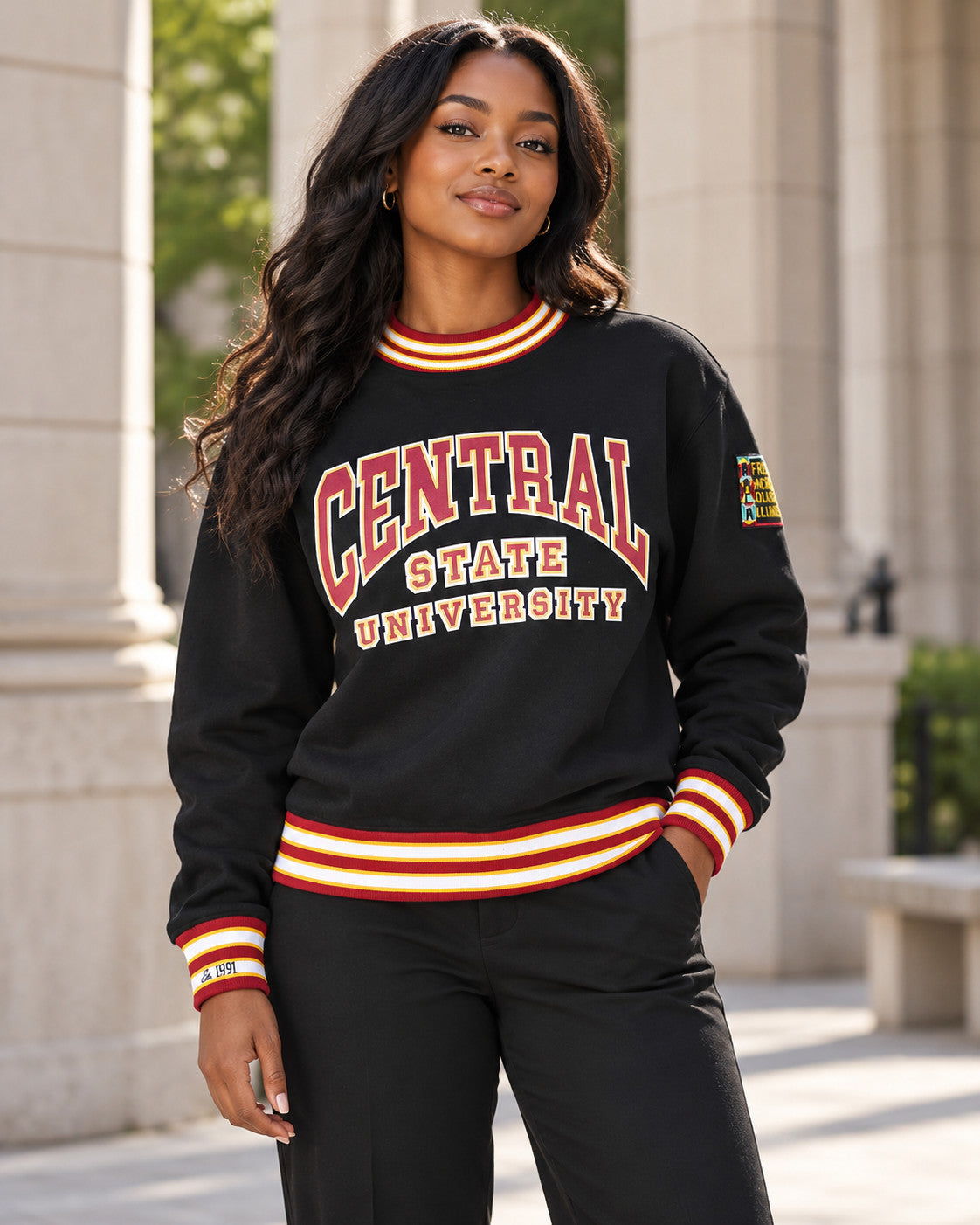 Central State University Classic '91 Crewneck Black — alternative model styling