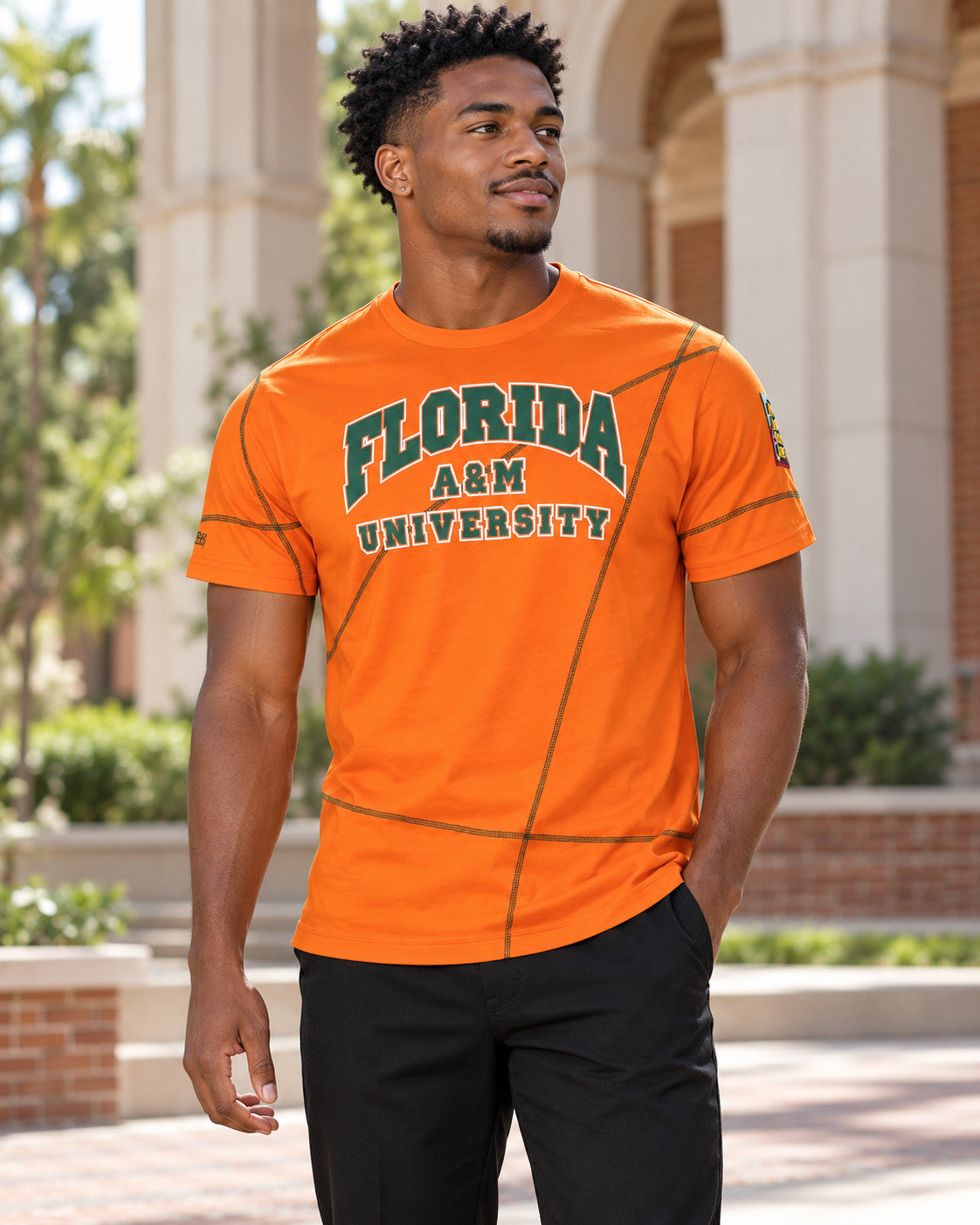 Florida A&M  University Originals' AACA Classic T-Shirt Orange / Green — alternative model styling