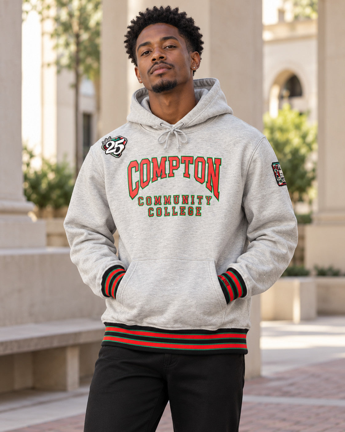 FTP Compton Community College Classic 91 Hoodie MDH. Grey — alternative model styling