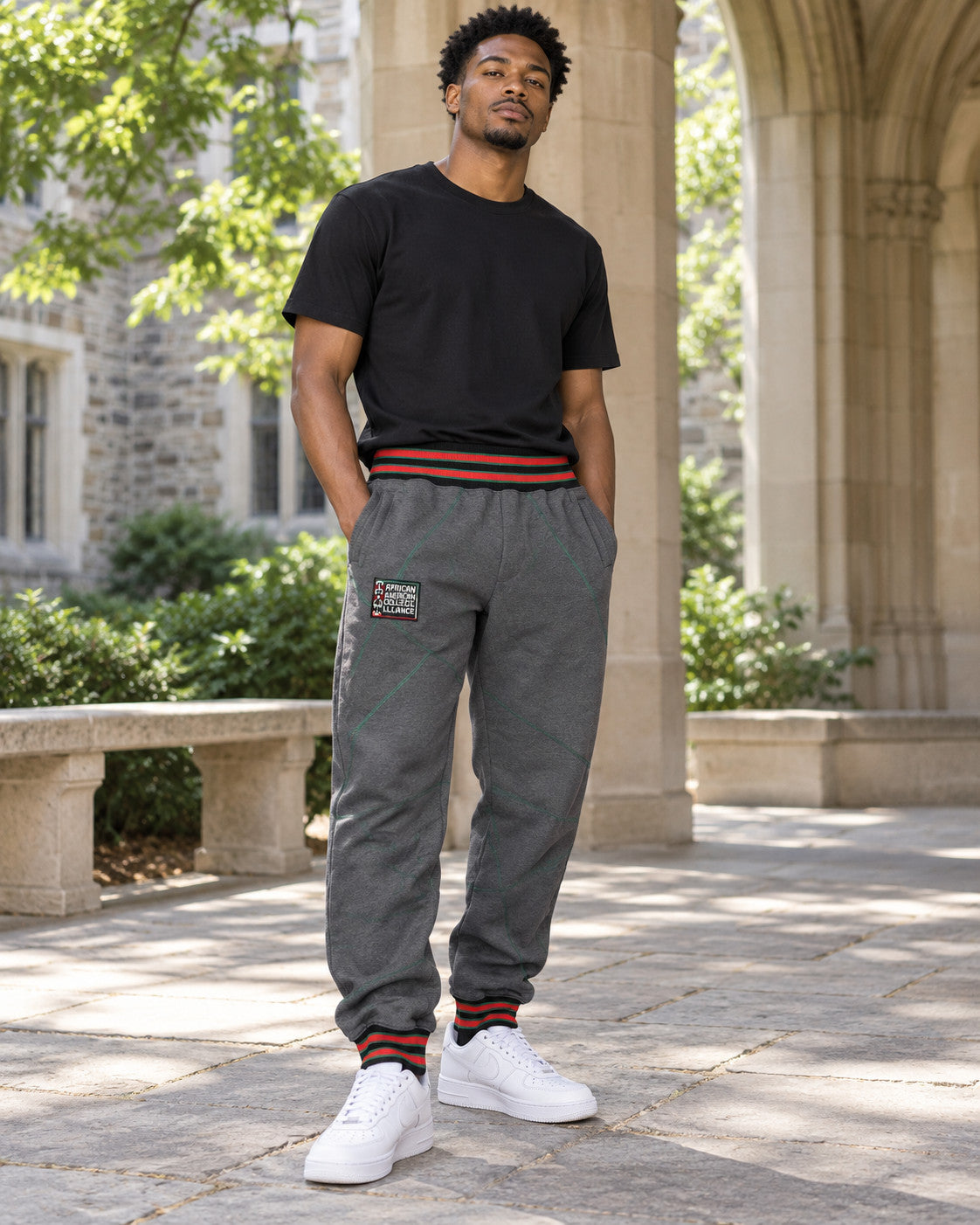 FTP Original 92 Frankenstein Stitched Sweatpants Charcoal Grey/Kelly Green — alternative model styling